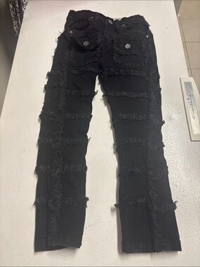FWRD DENIM Black Skinny Jeans with Frayed Panel Detail